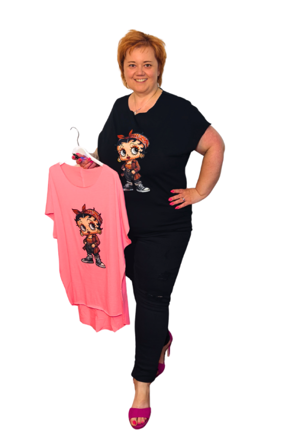 Oversize tričko Betty - ružové a čierne